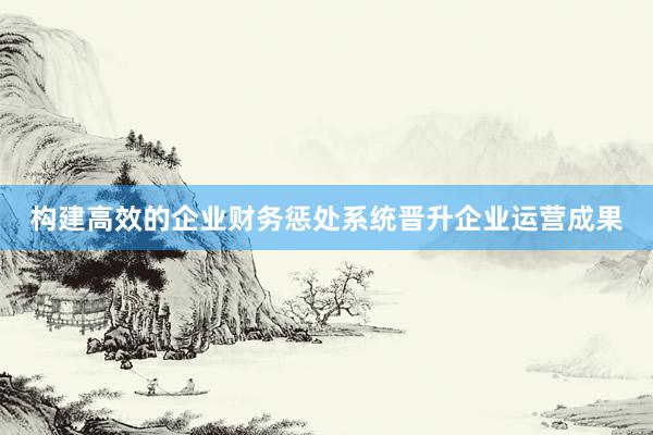 构建高效的企业财务惩处系统晋升企业运营成果